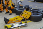 Crew man for Nick Sanchez resting