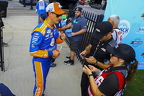 Joey Logano being interviewed afte his pole