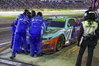Michael McDowell in the pits getting damage repaired