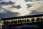 Fans at sunset