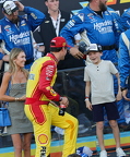 Joey Logano chats with Owen Larson