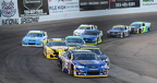 Hailie Deegan leads a pack of cars