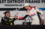 10 Alex Palou, P1 pole winner (R), 26 Will Power P2