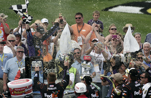 Hamlin breaks through with win at Michigan