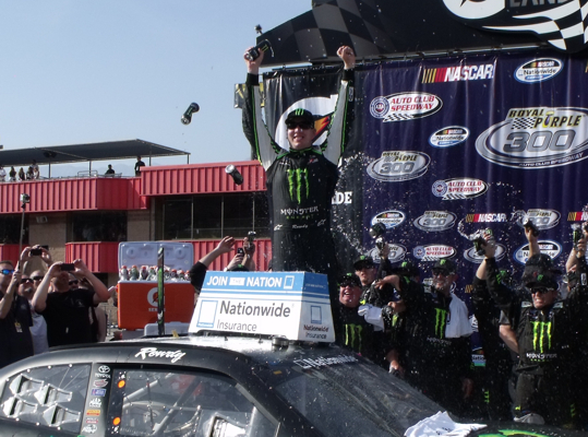 Busch wins the Royal Purple 300 at Auto Club Speedway