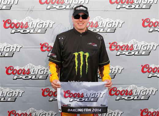 Kyle Busch wins the Nationwide Series Coors Light Pole Award at Darlington Raceway
