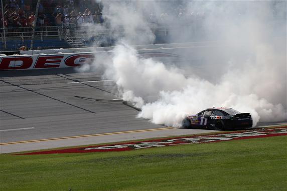 Denny Hamlin took advantage of the moment, securing Talladega win