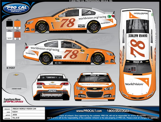 World Vision Will be Primary on Truex Jr.’s No. 78 Chevrolet in Kentucky