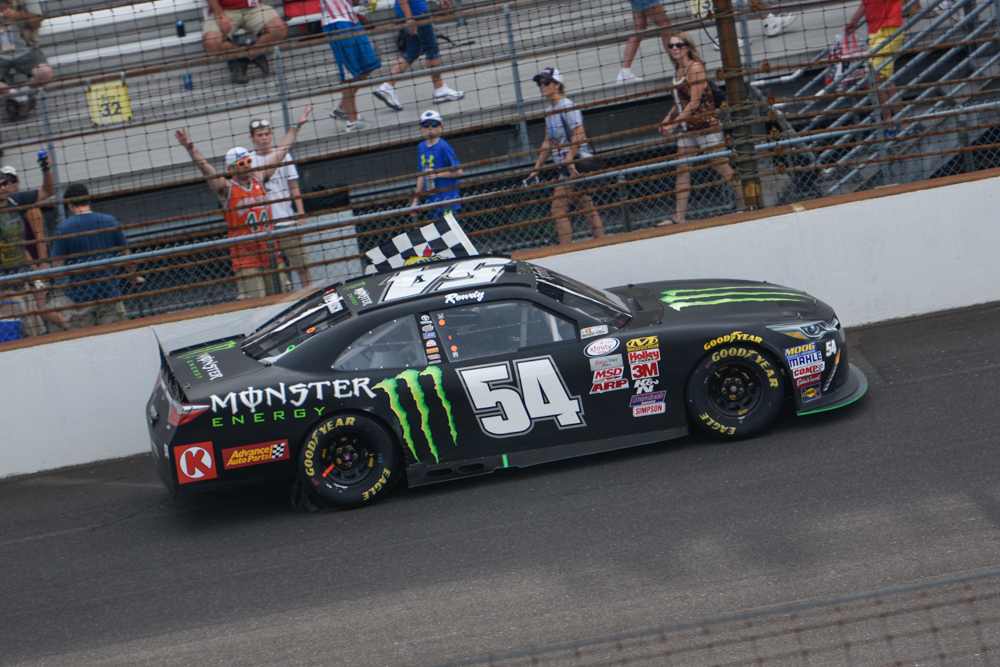 Busch Makes Last Lap Pass to Win at Indianapolis Motor Speedway