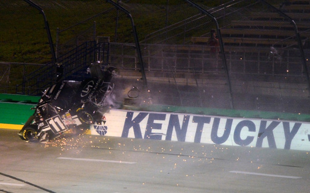Ben Kennedy Gets Up into Catchfence in Kentucky Crash