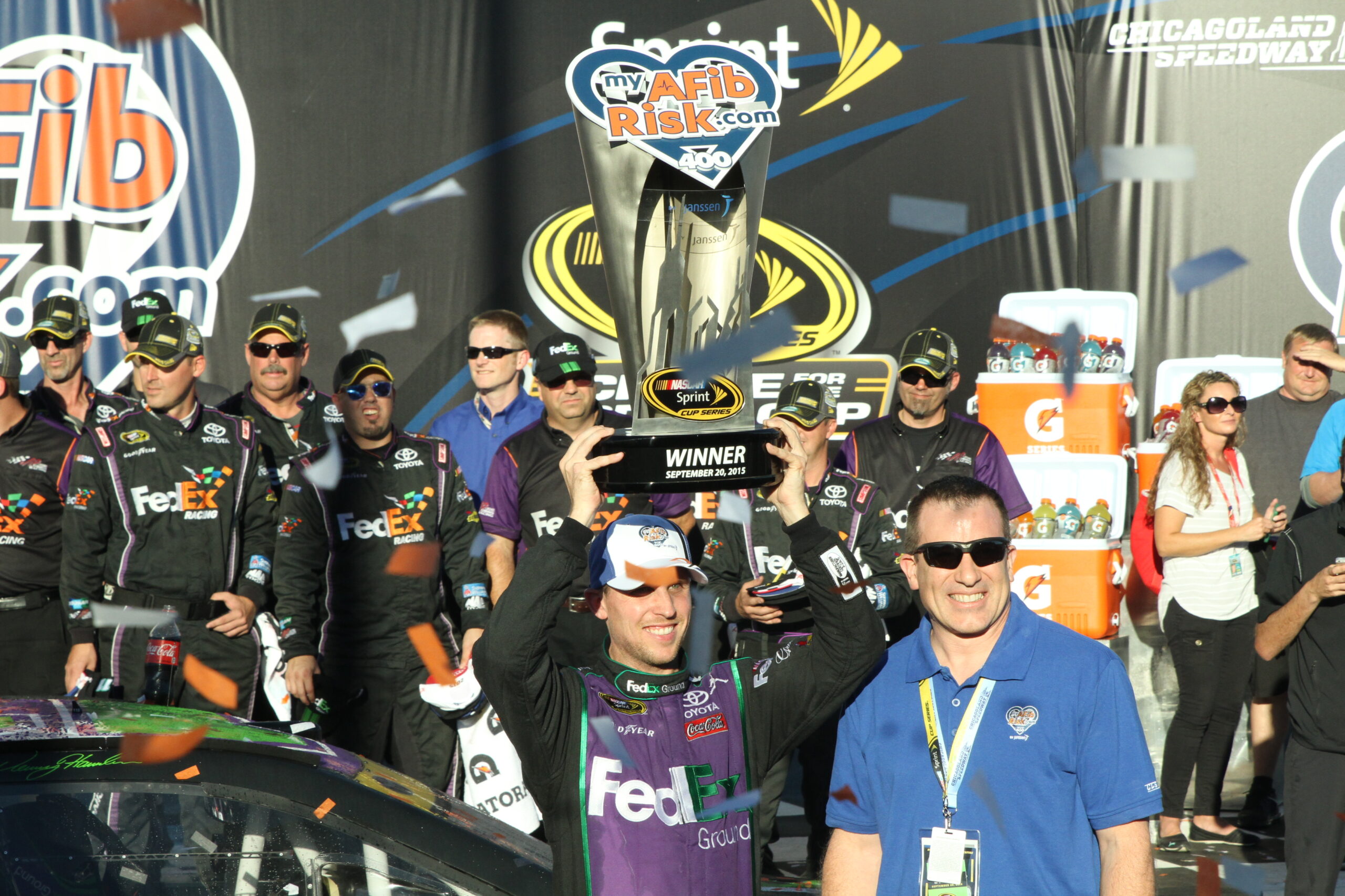 Hamlin Survives Spin, Steals Win in First Chase Race at Chicagoland