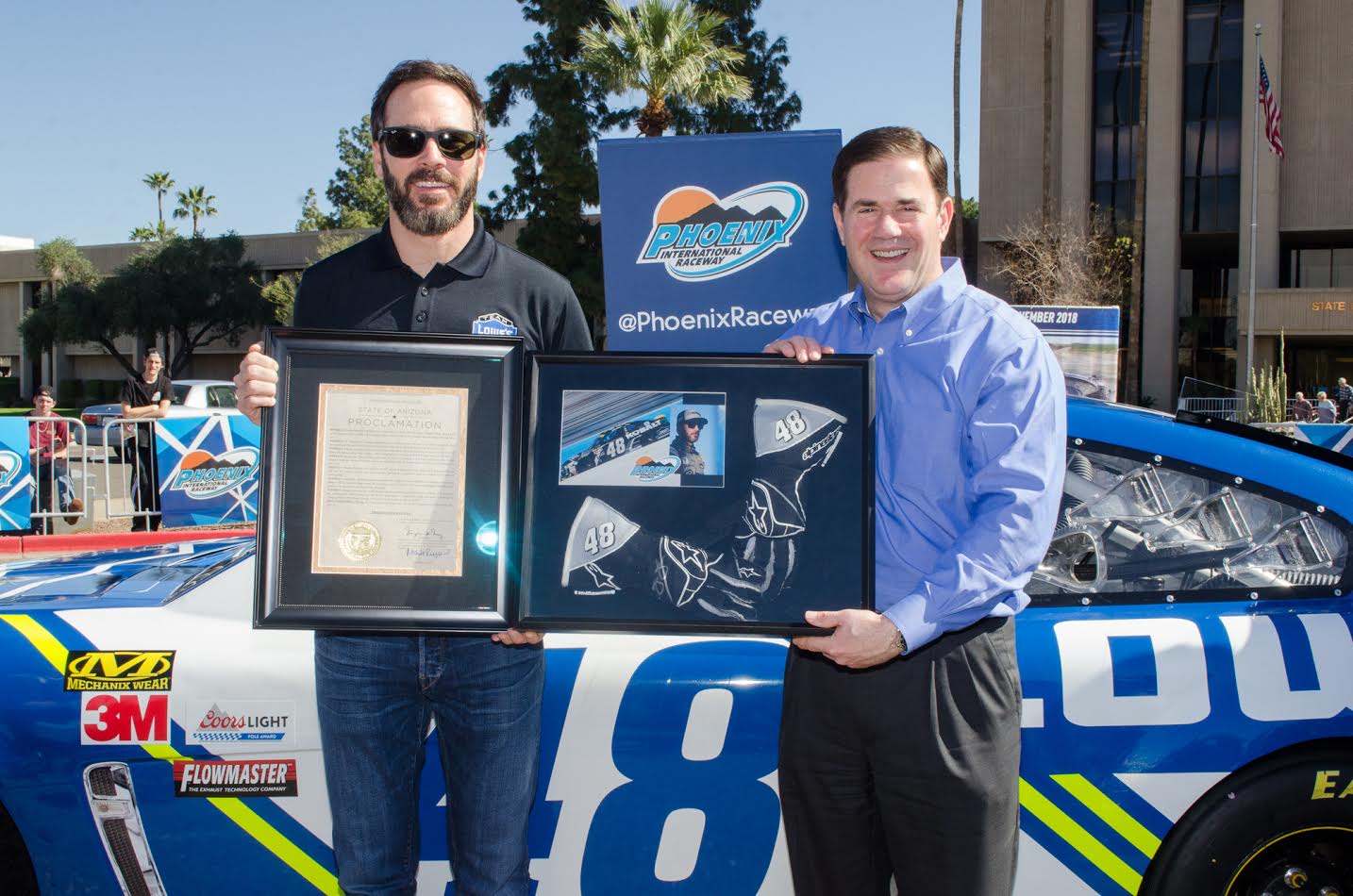 “Jimmie Johnson Day” Celebrated as Champion Takes Governor Doug Ducey on Burnout Ride Along