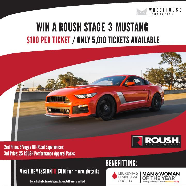 WIN a 670HP ROUSH Stage 3 Mustang to help find a CURE for CANCER!