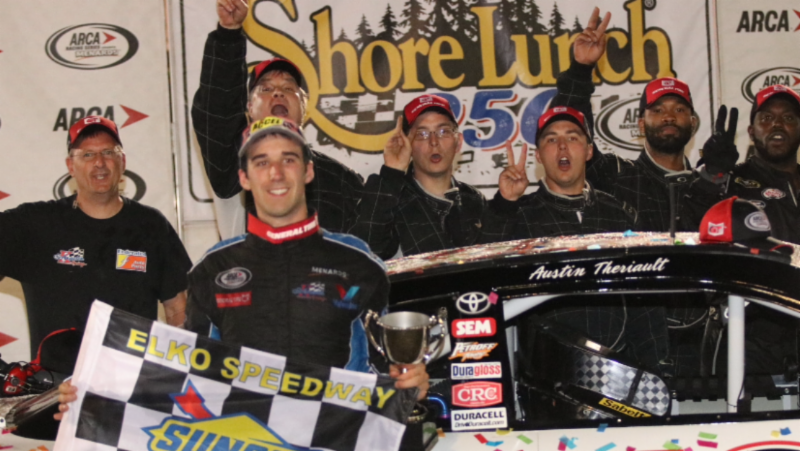 Theriault edges Eckes in ARCA Elko thrill show; wins Shore Lunch 250