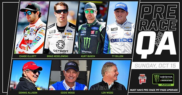 Calling All Questions! Talladega Superspeedway’s Cast of NASCAR Stars is Set for the Alabama 500 Pre-Race Fan Question & Answer Session Sunday, Oct. 15