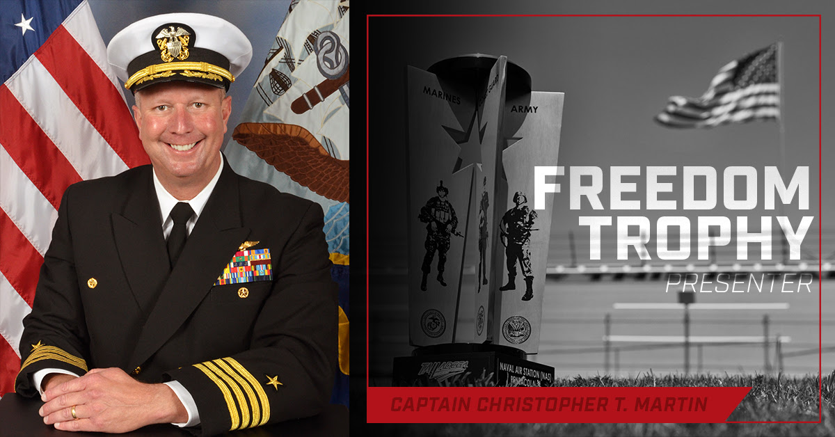 Captain Christopher T. Martin, United States Navy Commanding Officer at Naval Air Station Pensacola, to Present Talladega Superspeedway’s Freedom Trophy to GEICO 500 Winner on April 29