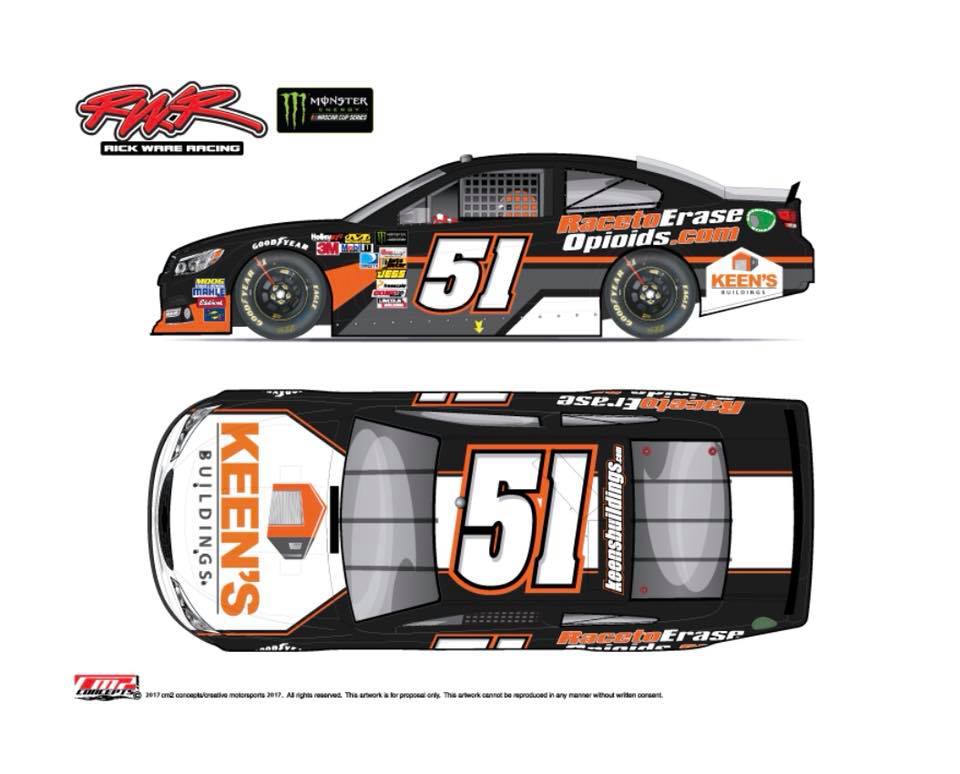 After Loss of Son to Opioids – National TV Host Eric Bolling Teams With NASCAR’s Rick Ware Racing & Kevin O’Connell for the “Race to Erase Opioids” Sunday at Talladega Superspeedway