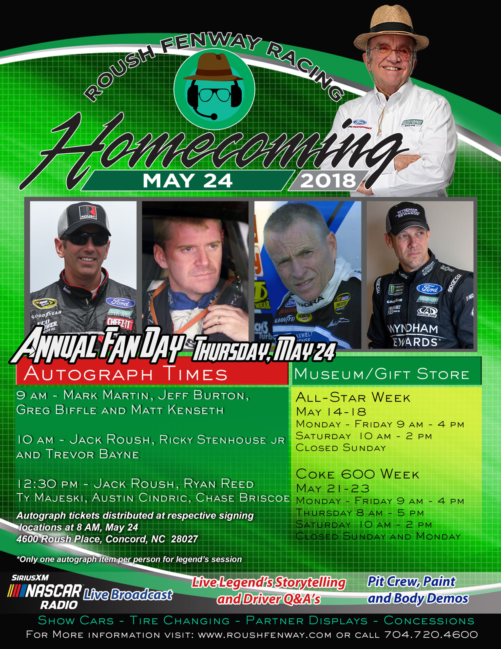 Roush Fenway Announces ‘Homecoming’; Fan Day Schedule Set for May 24