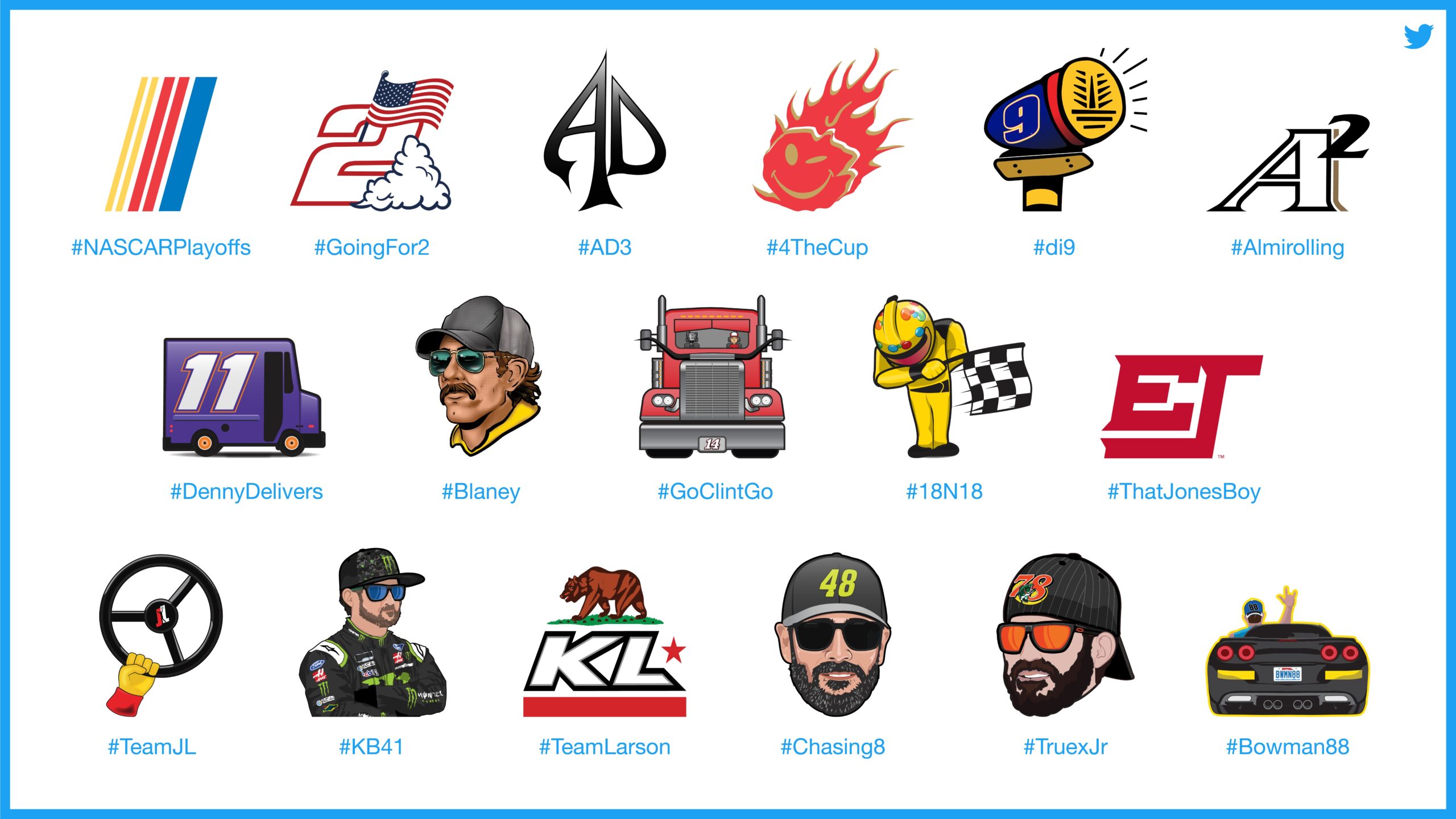NASCAR, Race Teams and Twitter Unveil New Hashtags and Emojis for the 2018 NASCAR Playoffs