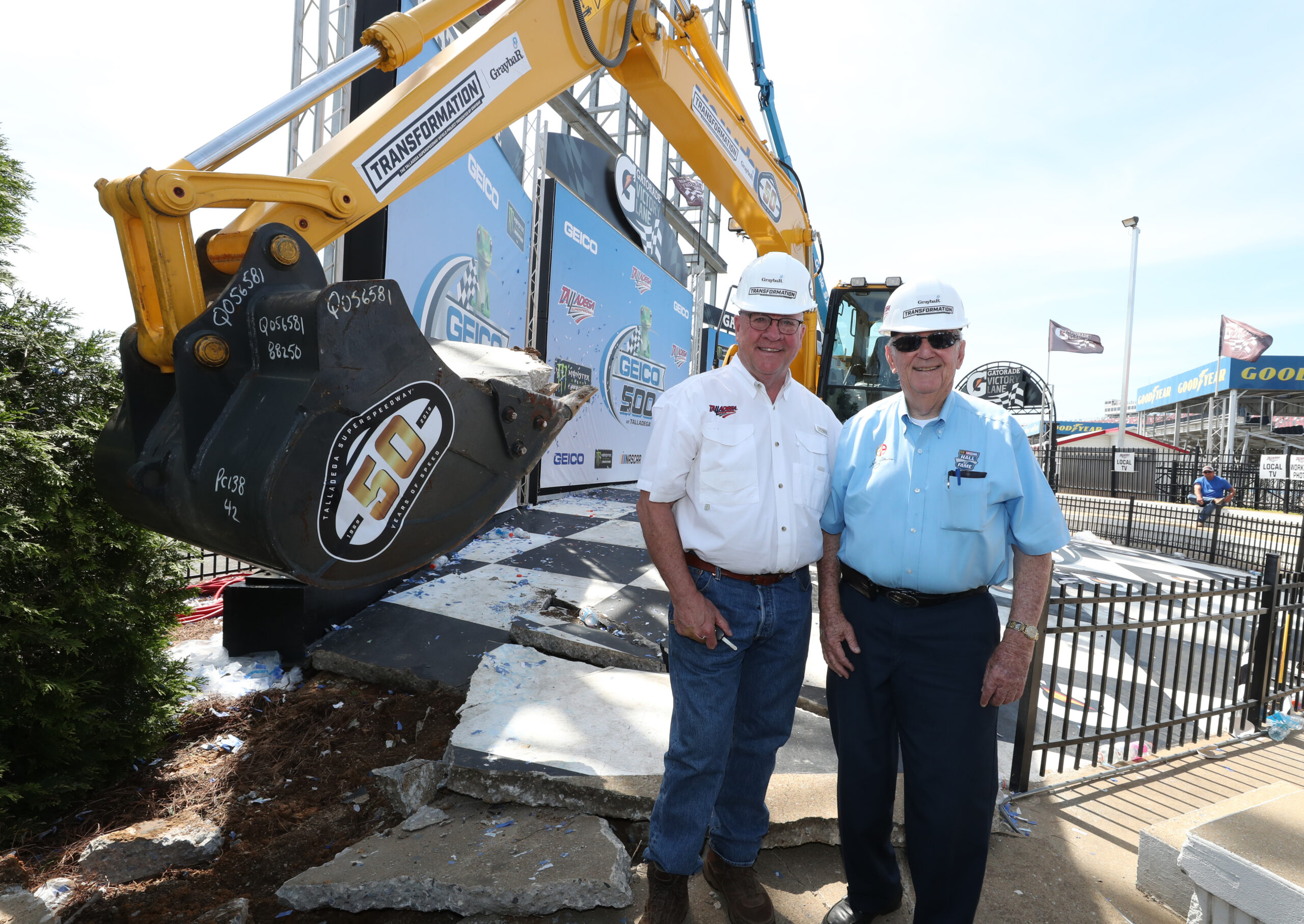 Bye Bye Winner’s Circle! Bobby Allison Starts Demolition of Talladega Superspeedway’s Gatorade Victory Lane That Has Stood for More than 30 Years