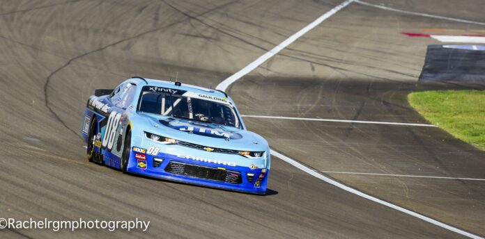 gaulding-xfinity-vegas-2019 Gray Gaulding races across the start-finish line at Las Vegas Motor Speedway in the Rhino Pro Truck Outfitters 300. Photo courtesy of Rachel Schuoler for Speedway Media.