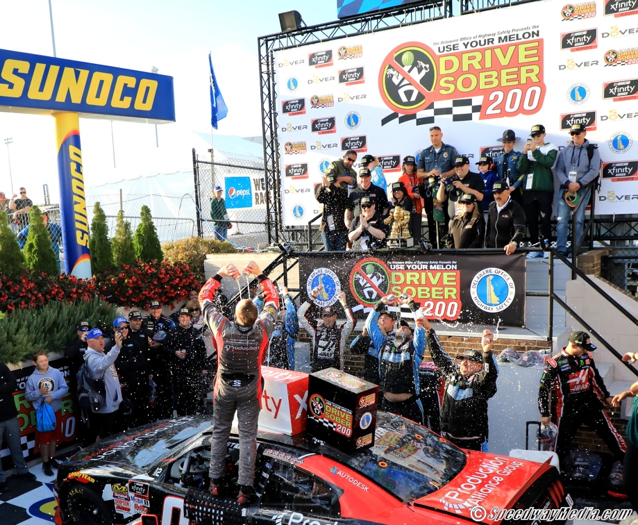Cole Custer earns coveted Monster Trophy with first Dover win in “Use Your Melon Drive Sober 200” NASCAR Xfinity Series playoff race