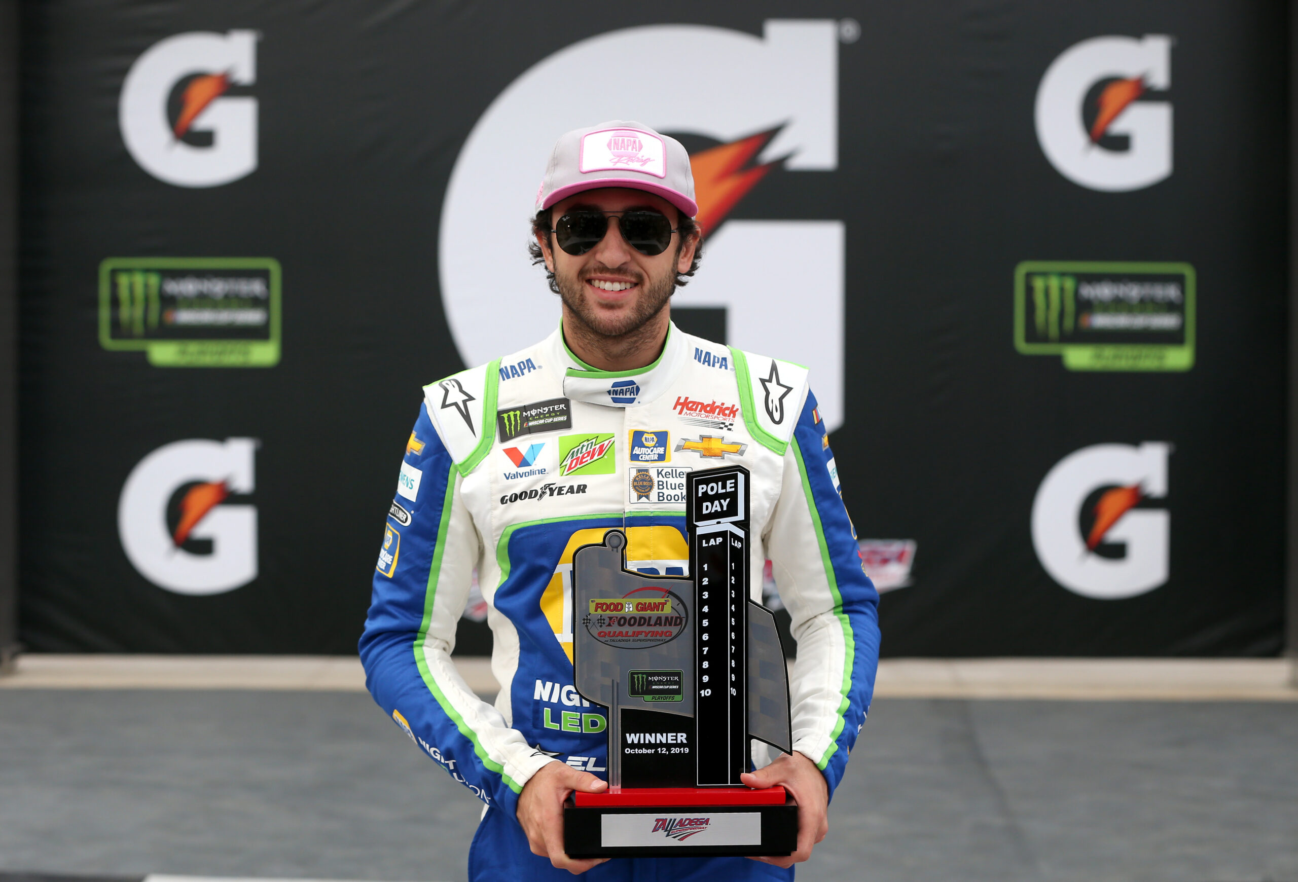 Chase Elliott Takes Busch Pole Award for 1000Bulbs.com 500 at Talladega Superspeedway