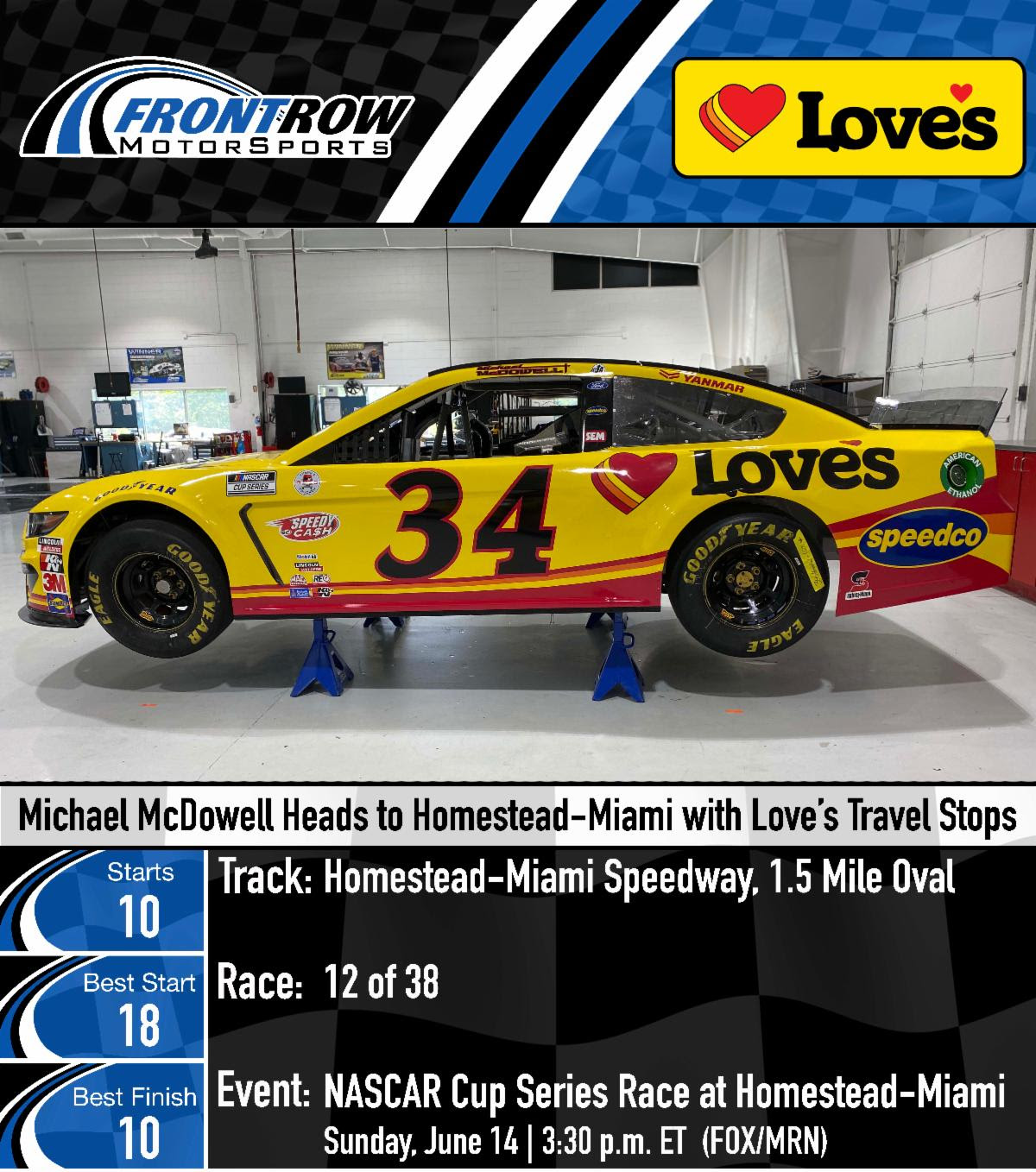 Michael McDowell Heads to Homestead-Miami Speedway with Love’s Travel Stops