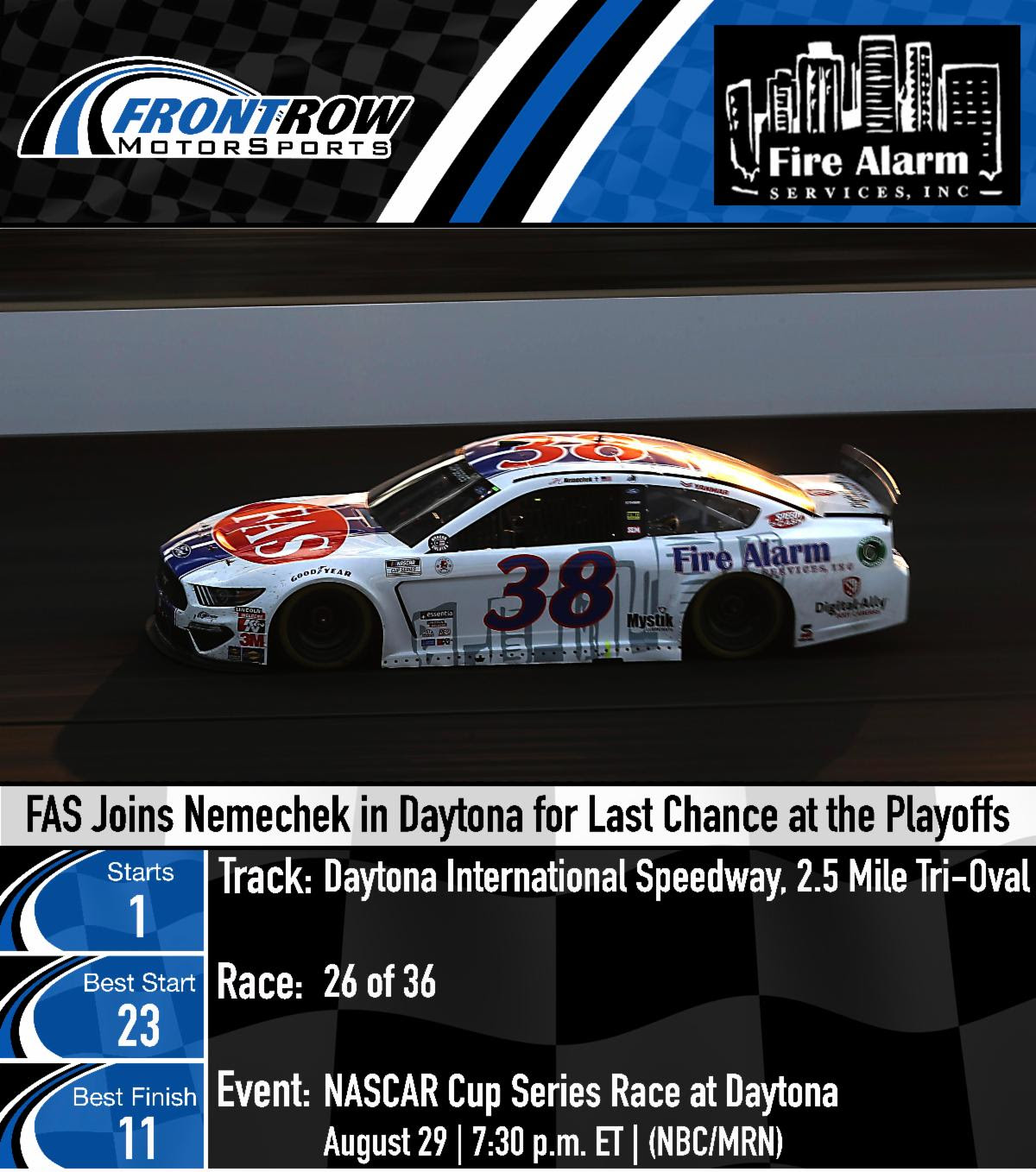 FAS Joins Nemechek in Daytona for Last Chance at the Playoffs