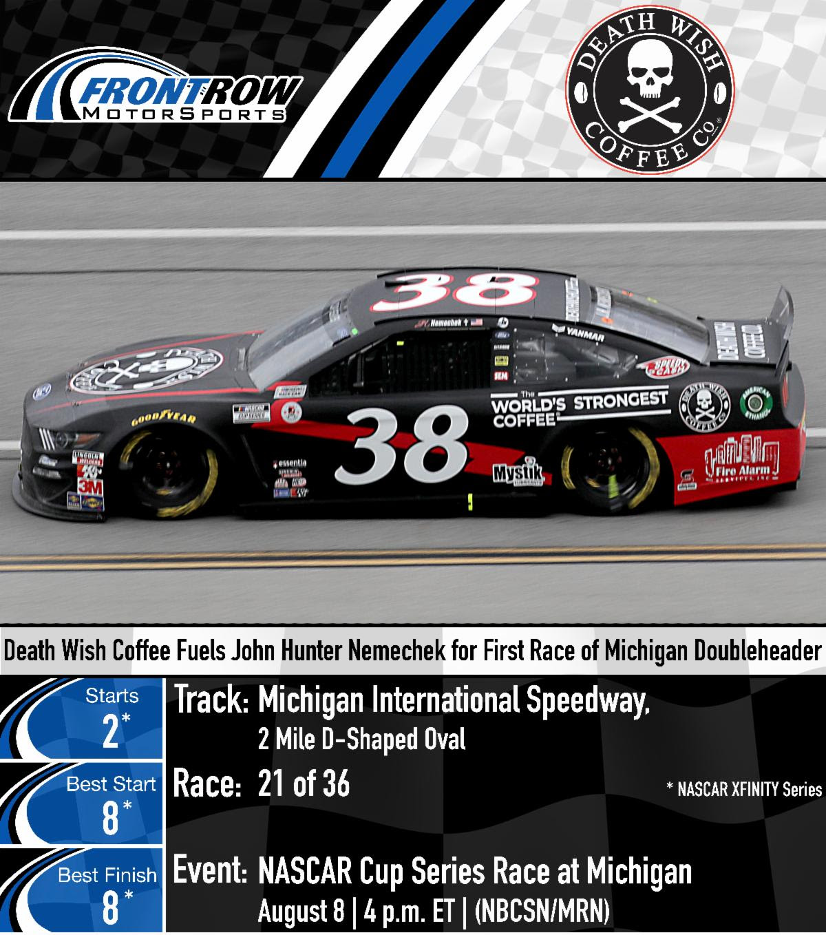 Death Wish Coffee Fuels John Hunter Nemechek for First Race of Michigan Doubleheader