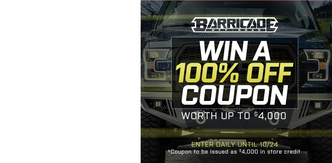 Win 100% Off Coupon Courtesy of Barricade Off-Road
