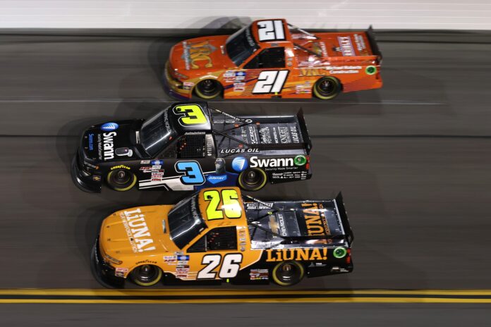 Jordan Anderson at Daytona season opening Truck race by James Gilbert for Getty Images