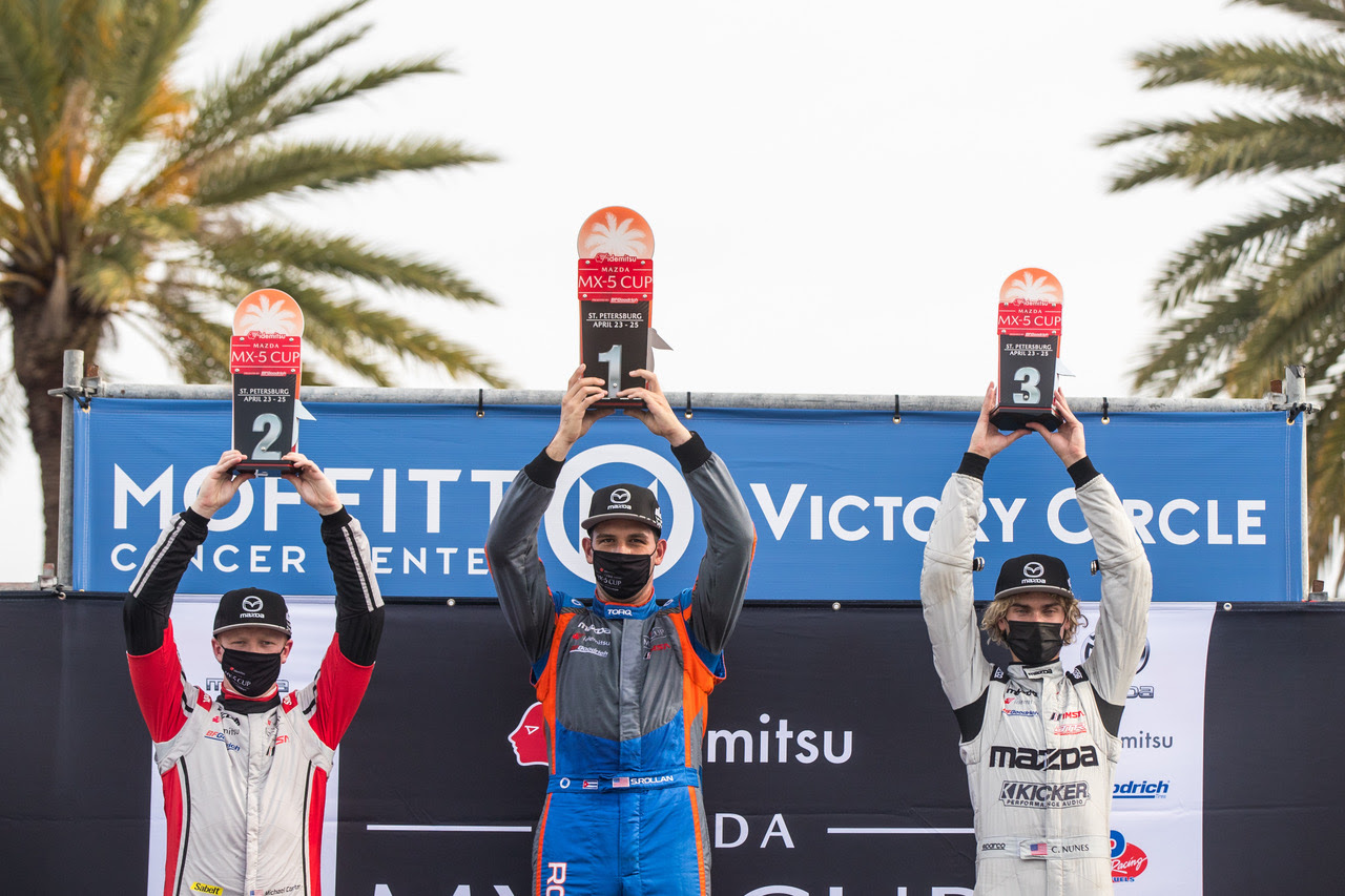 Rollan Survives the Streets of St. Petersburg to Take Mazda MX-5 Cup Victory