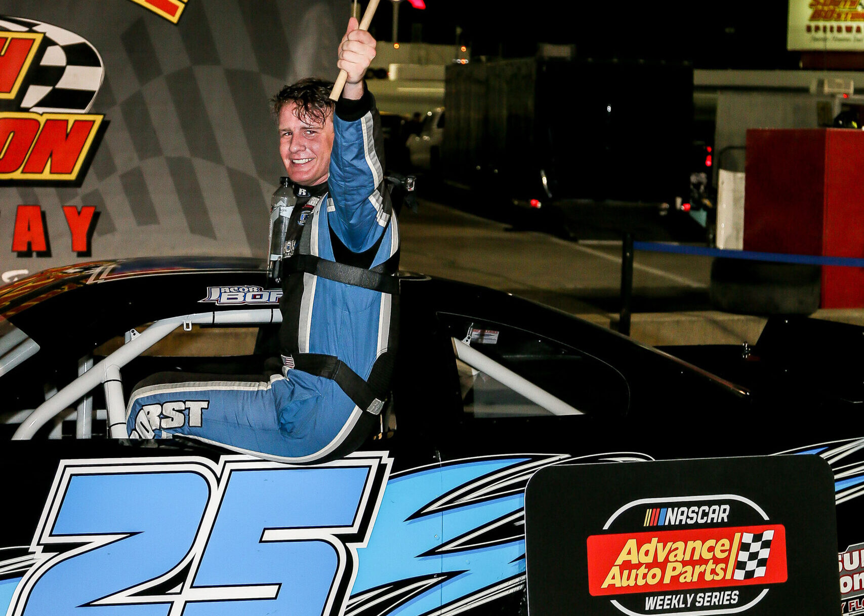 ROOKIE JACOB BORST TOPS FIELD, LEADS ROOKIE SWEEP OF TOP TWO POSITIONS IN SATURDAY’S 100-LAP LMSC RACE AT SOUTH BOSTON SPEEDWAY