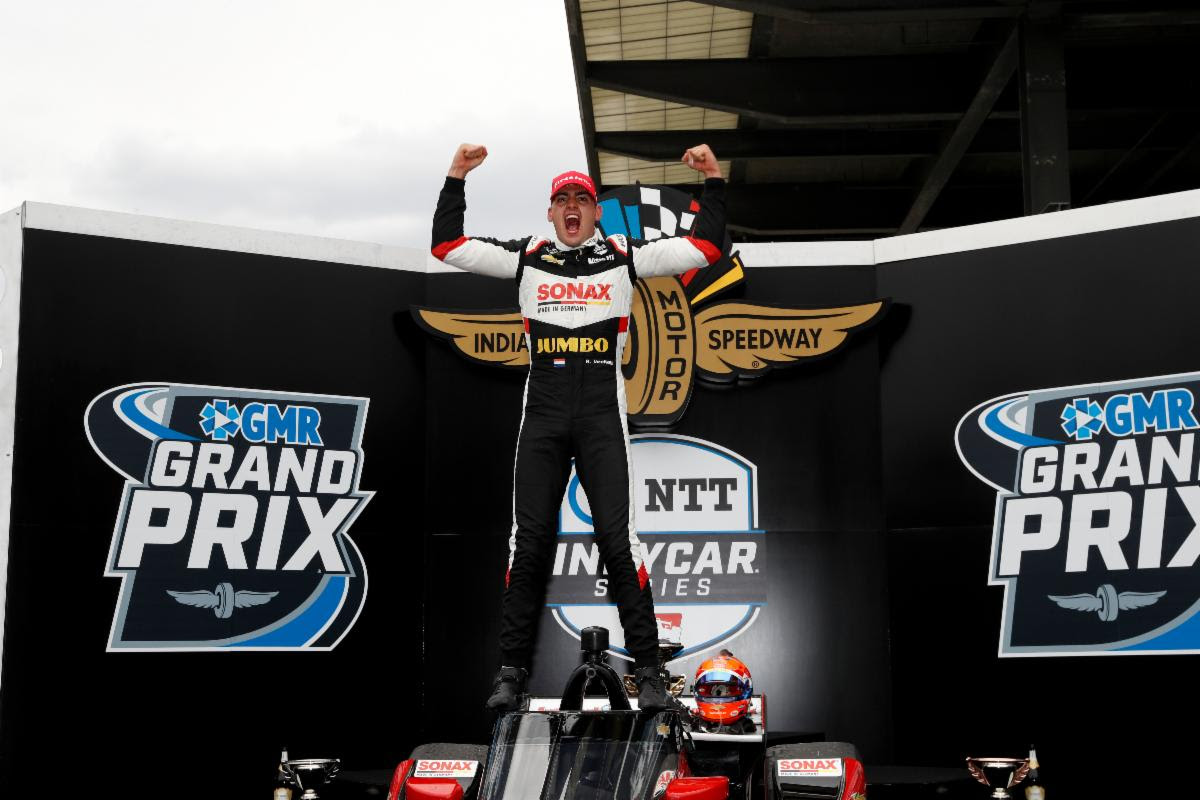 CHEVROLET NTT INDYCAR SERIES: RINUS VEEKAY CAPTURES CAREER FIRST WIN IN GMR GRAND PRIX AT ROAD COURSE INDIANAPOLIS