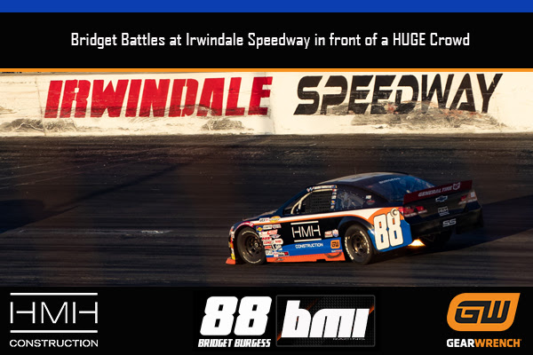 Bridget Battles at Irwindale Speedway in front of a HUGE Crowd