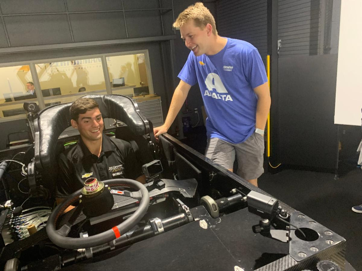 CHEVROLET RACING AT BRICKYARD WEEKEND – WILLIAM BYRON AND RINUS VEEKAY CHEVROLET SIMULATOR “SWAP”