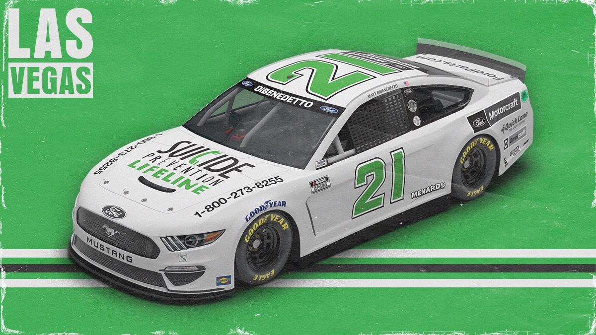 No. 21 Motorcraft/Quick Lane Ford Mustang to Don National Suicide Prevention Lifeline Paint Scheme in Las Vegas
