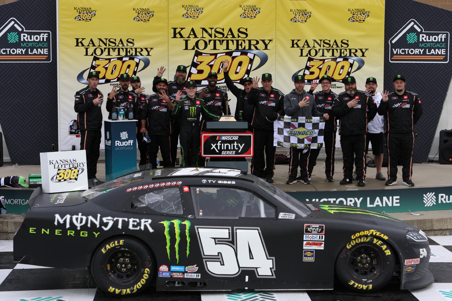 Gibbs takes Xfinity Series win at Kansas Speedway