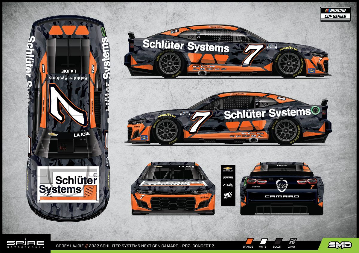 SCHLUTER SYSTEMS NORTH AMERICA RE-UPS WITH LAJOIE, SPIRE MOTORSPORTS FOR 2022 NASCAR CUP SERIES CAMPAIGN