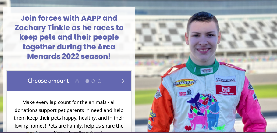 Zachary Tinkle and the American Association of Pet Parents Launch Laps 4 Love Leading up to Talladega