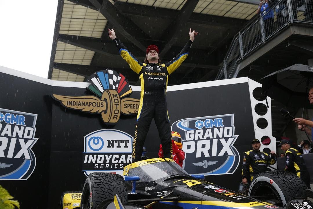 Colton Herta outlasts Mother Nature for first IndyCar victory of 2022 at GMR Grand Prix