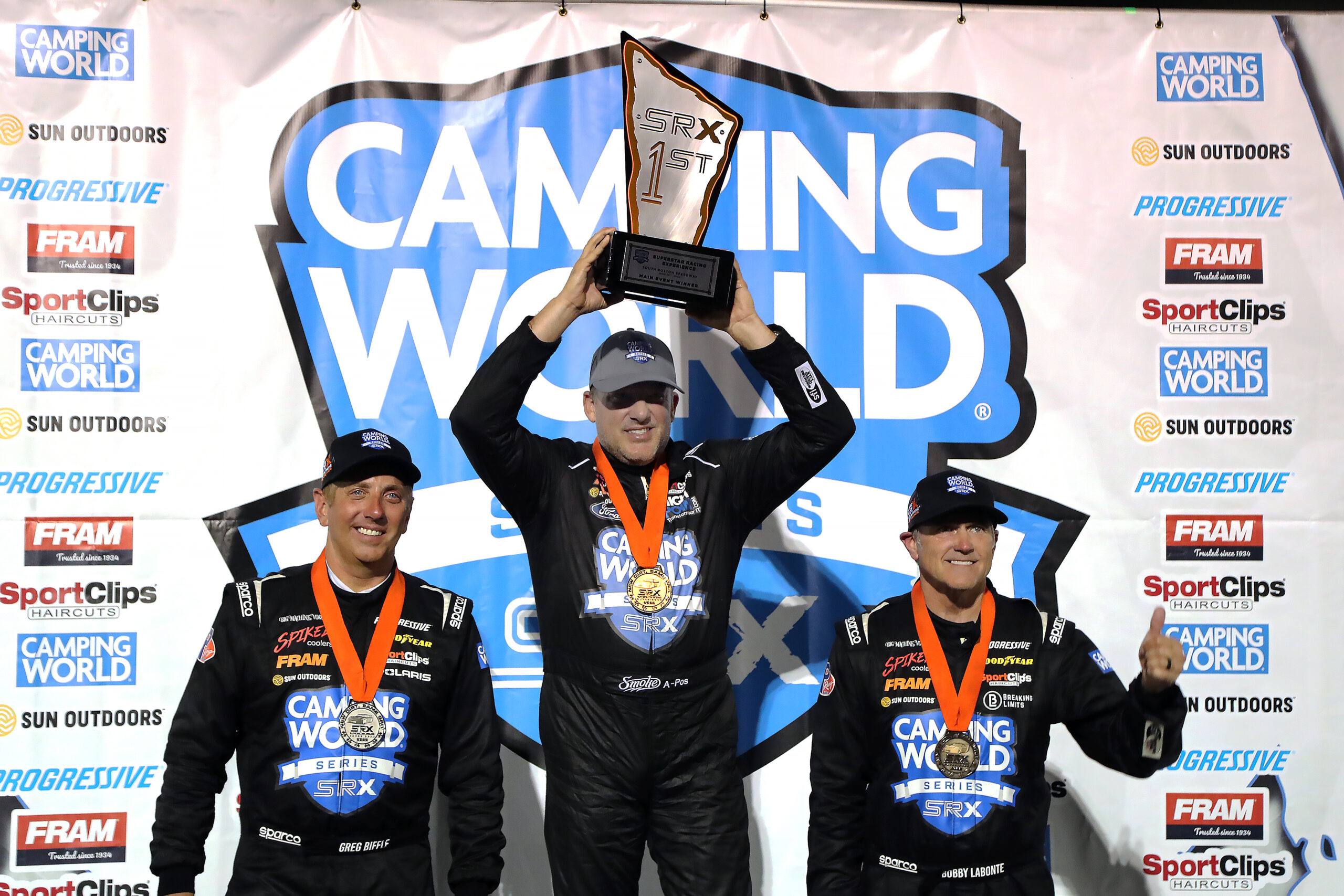 TONY STEWART EDGES GREG BIFFLE TO WIN SRX EVENT IN FRONT OF PACKED HOUSE AND NATIONAL TV AUDIENCE AT SOUTH BOSTON SPEEDWAY