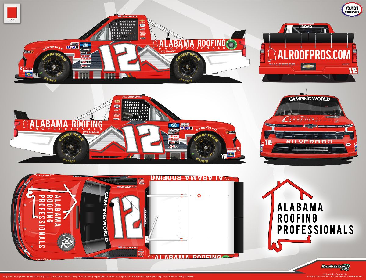 New Paint Scheme for Alabama Roofing Professionals and Spencer Boyd at Talladega