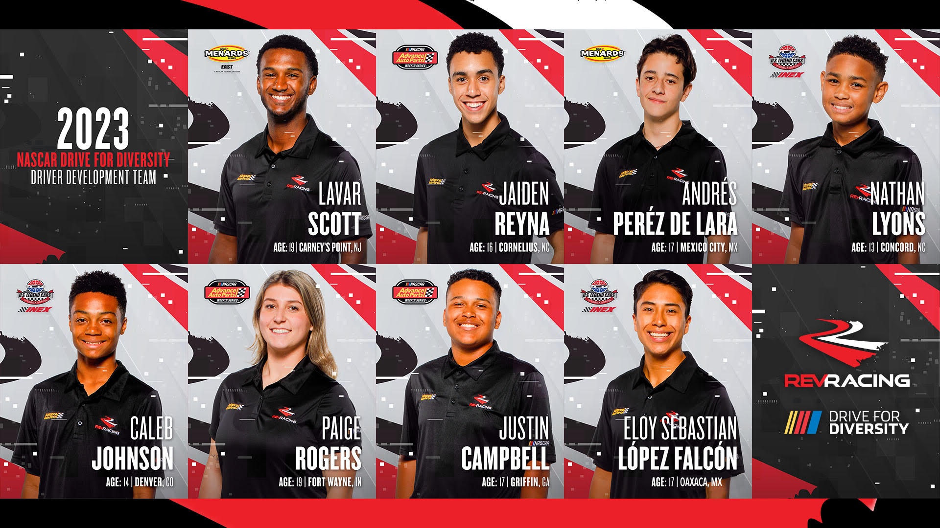 NASCAR and Rev Racing Reveal 2023 Drive for Diversity Driver Development Class