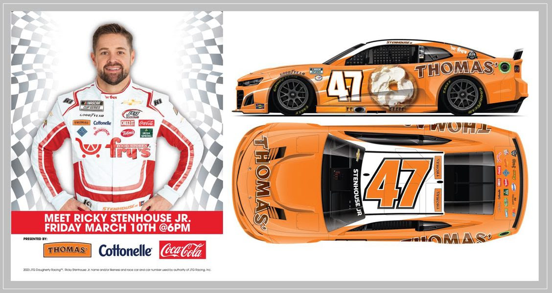 2023 DAYTONA 500 CHAMPION, Ricky Stenhouse Jr., Pilots No. 47 Thomas’® Camaro at Phoenix and Makes Appearance at Fry’s Food Stores