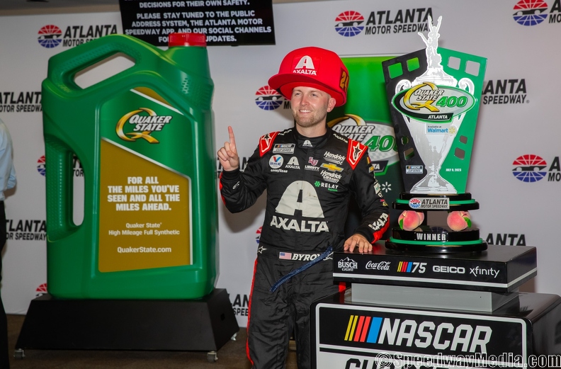 Byron caps off dramatic rally with rain-shortened Cup victory at Atlanta