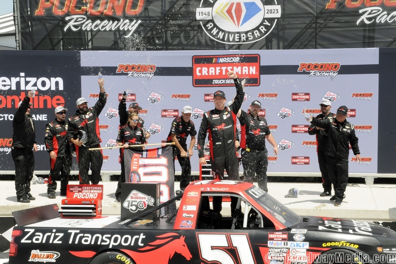 Kyle Busch outduels Heim for final lap victory at Pocono; delivers 100th Truck victory for Kyle Busch Motorsports