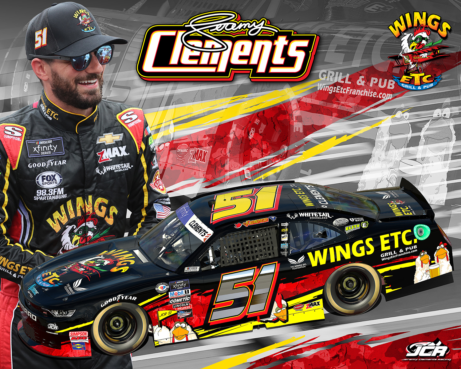 Wings Etc. Grill and Pub to make 2023 season premiere at Pocono with Jeremy Clements Racing
