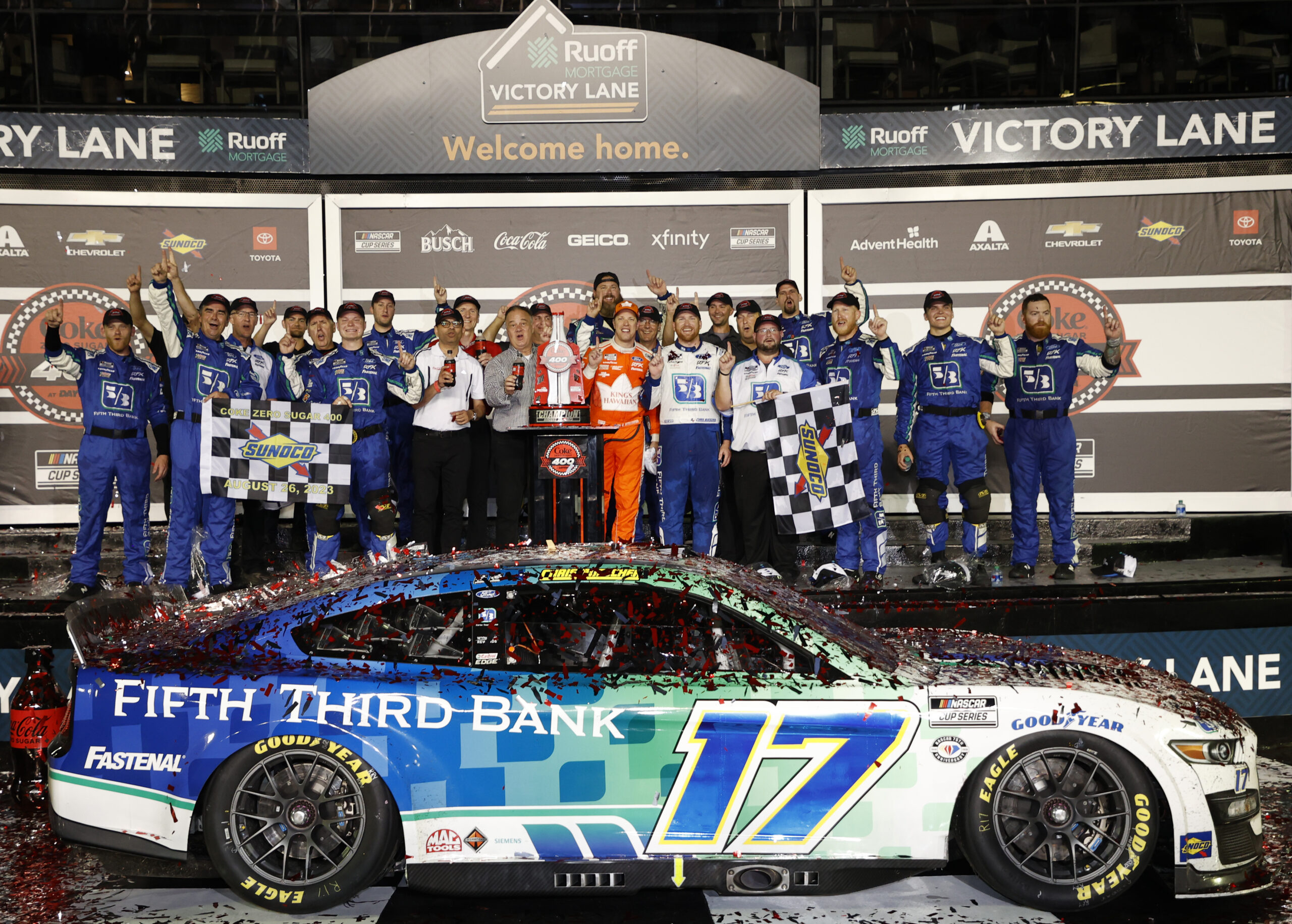 Buescher wins Cup regular-season finale at Daytona in overtime; Wallace clinches final Playoff berth